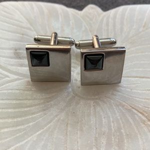 Square silver cuff links